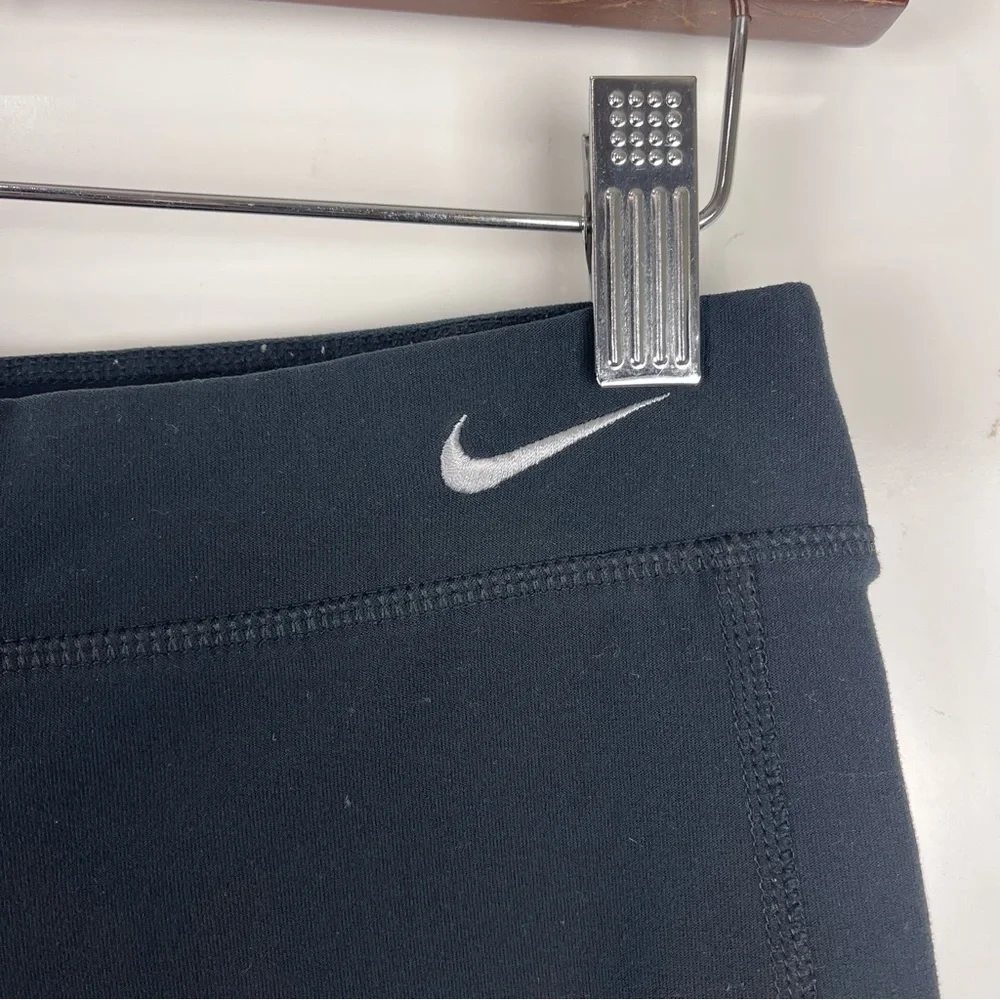 Nike Dri-Fit Women’s Low Rise Leggings Y2K Black Knee Length Athletic Size Large
